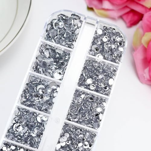 Towenm B7000 Clear Glue with 4000PCS Silver Clear Rhinestones for Crafts Clothing Fabric Shoes, Glue Fix Flatback Gems for Nails Face Jewelry, Mixed 5 Sizes 2mm 3mm 4mm 5mm 6mm Gemstones Bejeweled Kit - Image 2