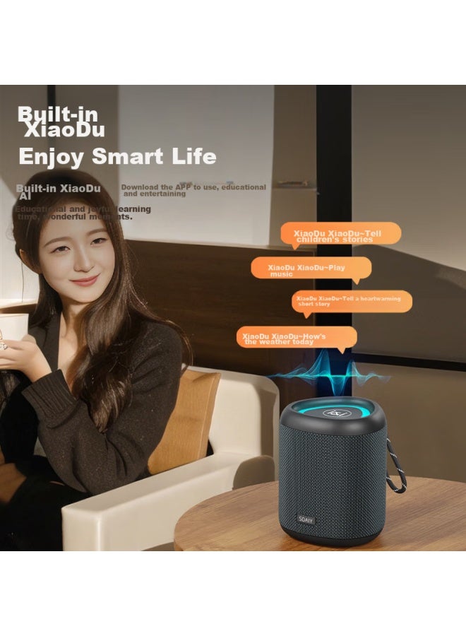 SOAIY S37max Portable Bluetooth Speaker, Outdoor Event Gift, Waterproof And Dustproof Camping Speaker, Xiaodu Smart Valentine's Day Gift Speaker, Blue And Black - Image 2