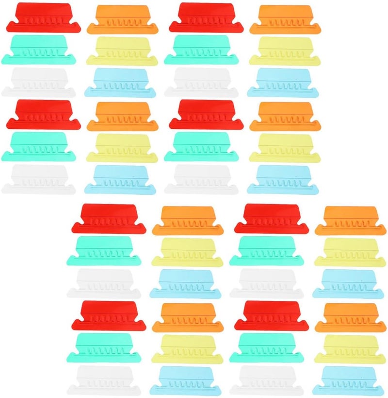 Alipis 60pcs Colorful Plastic Hanging File Folder Tabs for Filing Cabinet Organization, Small and Red Orange Yellow Green Blue Labels for Office and School Supplies - Image 1