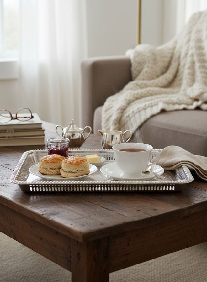 Dove Stainless Steel Rectangular Serving Tray Silver 40cm - Image 2