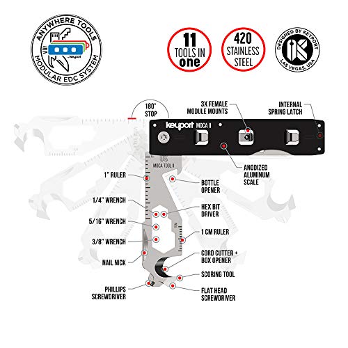Keyport أداة متعددة الاستخدامات مدمجة 11 في 1 مع مشبك جيب وبارا بول - فتاحة زجاجات، فتاحة صناديق، قاطع حبال، مفكات صغيرة والمزيد - صديقة للسفر، أداة متعددة الاستخدامات قابلة للتعديل - مجموعة كي بورت موكا 2 - Image 4