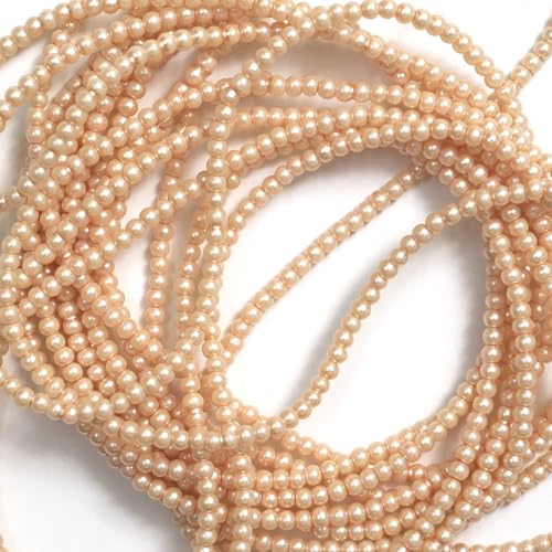 Embroiderymaterial Embroidery Material Round Glass Pearl Beads for Jewellery & Craft Making, 2 MM, 747 Pieces, Apricot Color - Image 1
