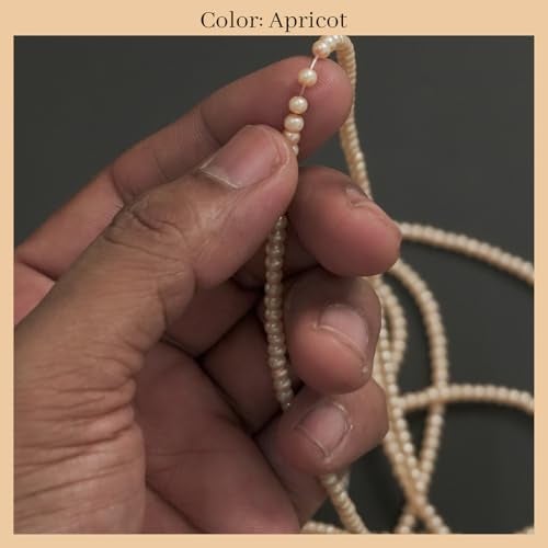 Embroiderymaterial Embroidery Material Round Glass Pearl Beads for Jewellery & Craft Making, 2 MM, 747 Pieces, Apricot Color - Image 4