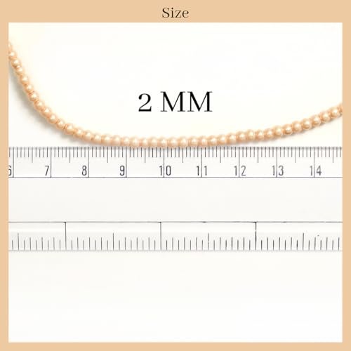 Embroiderymaterial Embroidery Material Round Glass Pearl Beads for Jewellery & Craft Making, 2 MM, 747 Pieces, Apricot Color - Image 2