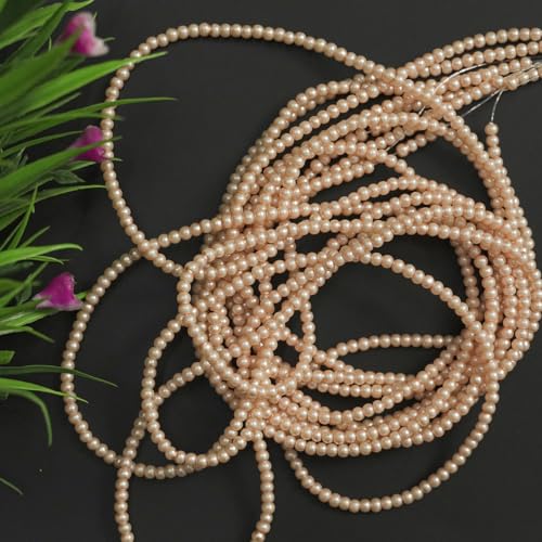 Embroiderymaterial Embroidery Material Round Glass Pearl Beads for Jewellery & Craft Making, 2 MM, 747 Pieces, Apricot Color - Image 5