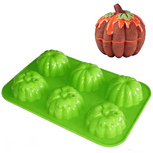 X-Haibei 3-D Pumpkin Cake Pan Chocolate Ice Cream Soap Silicone Mold Fall Halloween Decor 6-Cavity - Image 1