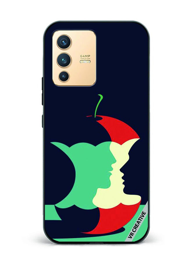 VR CREATIVE Protective Case Cover For Vivo V23 5G Eaten Apple Design Multicolour - Image 1