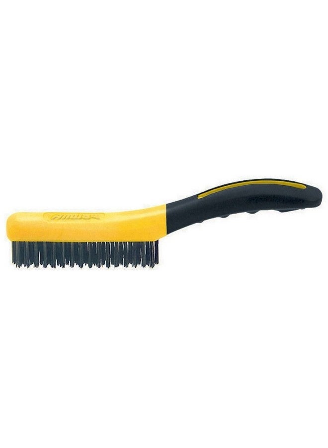 Allway Soft Grip Heavy Duty Carbon Steel Wire Brush Black and Yellow 10 Inch SB416 - Image 1