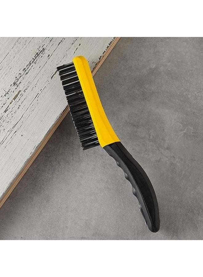 Allway Soft Grip Heavy Duty Carbon Steel Wire Brush Black and Yellow 10 Inch SB416 - Image 2