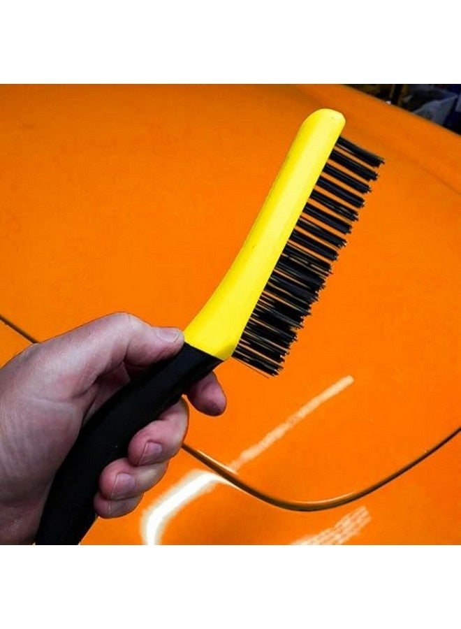 Allway Soft Grip Heavy Duty Carbon Steel Wire Brush Black and Yellow 10 Inch SB416 - Image 3