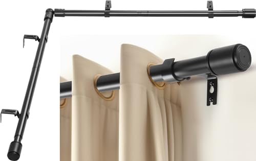 Anndason Heavy Duty 1 Inch Corner Curtain Rods Set 3076 Inch Curtain Rod for Windows L Shaped Curtain Rods Window Curtain Rods Set Black