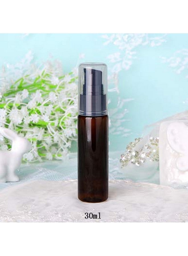 SYBL 6Pcs 30Ml/1Oz Empty Refillable Plastic Lotion Pump Bottles Portable Cosmetic Makeup Sample Storage Container Vial Pot For Shower Gel Shampoo Toiletries Liquid(Brown) - Image 2