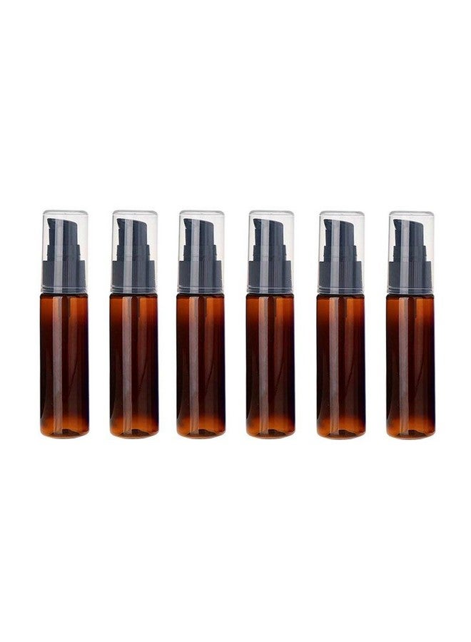 SYBL 6Pcs 30Ml/1Oz Empty Refillable Plastic Lotion Pump Bottles Portable Cosmetic Makeup Sample Storage Container Vial Pot For Shower Gel Shampoo Toiletries Liquid(Brown) - Image 1