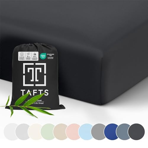 Tafts Tafts Crib Sheets 100 Viscose derived from Bamboo Fitted Girls Boys Unisex 8 Inch Deep Pocket Standard Crib Toddler Mattress Cooling Soft 360 Elastic Lifetime Quality 28 x 52 Black