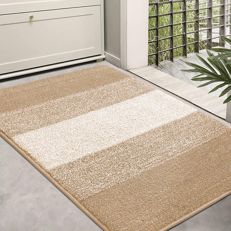 Kitinjoy Indoor Door Mat  36x24 Non-Slip Absorbent Dirt Trapper Entrance Mat  Low-Profile Washable Inside Floor Mat  Sturdy Soft Entry Doormats for Entryway  Beige - Image 1