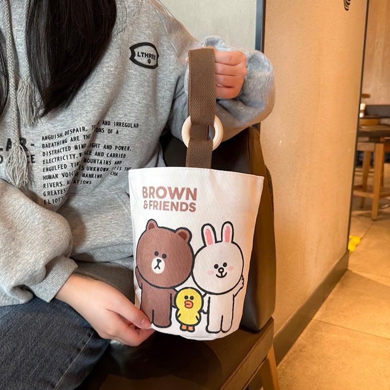 Original Original Brown Bear Series Canvas Bag Fashion Children'S Funny Bucket Bag Large Capacity Office Girl - Image 5