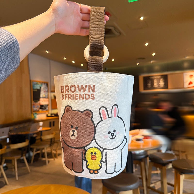 Original Original Brown Bear Series Canvas Bag Fashion Children'S Funny Bucket Bag Large Capacity Office Girl - Image 2