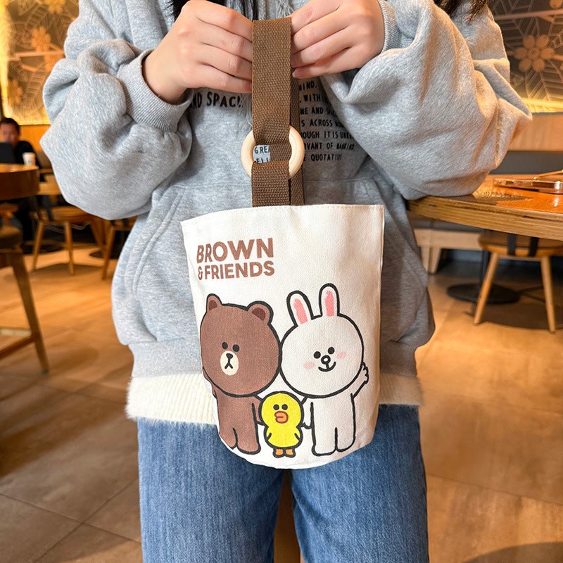 Original Original Brown Bear Series Canvas Bag Fashion Children'S Funny Bucket Bag Large Capacity Office Girl - Image 3