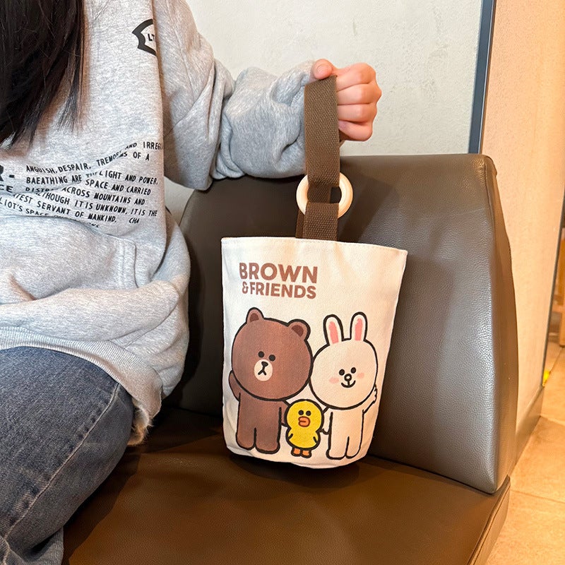 Original Original Brown Bear Series Canvas Bag Fashion Children'S Funny Bucket Bag Large Capacity Office Girl - Image 4