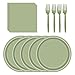 LYFREE 72 Pcs Sage Green Paper Plates 7in Disposable Dessert Plates Napkins and Forks Party Tableware Set Decoration Supplies for Birthday Baby Shower Wedding Holiday Graduation Bridal Shower Party Serve 24 - Image 1
