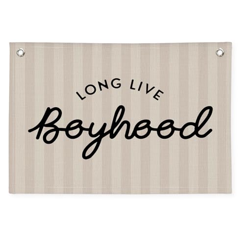 PLKMN Long Live Boyhood Banner, Boy Nursery Decor, Canvas Banner Wall Hanging Flag Decor for Nursery Playroom Toddler Room, Boys Kids Room - Image 1
