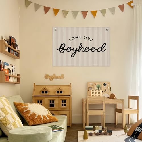 PLKMN Long Live Boyhood Banner, Boy Nursery Decor, Canvas Banner Wall Hanging Flag Decor for Nursery Playroom Toddler Room, Boys Kids Room - Image 4