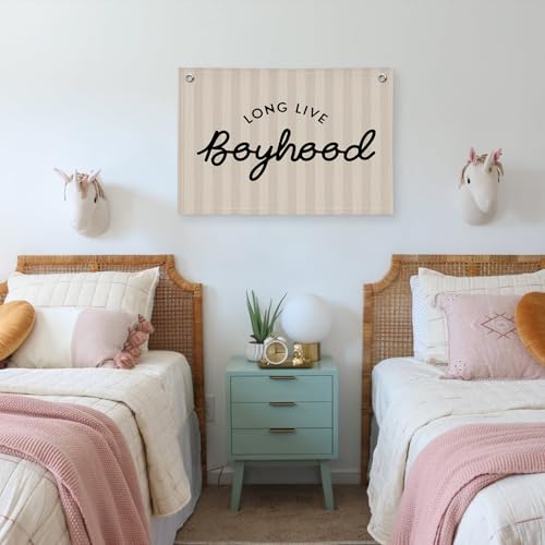 PLKMN Long Live Boyhood Banner, Boy Nursery Decor, Canvas Banner Wall Hanging Flag Decor for Nursery Playroom Toddler Room, Boys Kids Room - Image 5