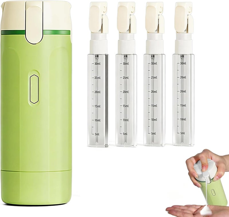 Ahlan 4 in 1 Travel Dispenser Bottle, 4 Pack 30ML Squeeze Bottles, Refillable Travel Toiletry Containers Portable Containers for Shampoo Lotion Conditioner Cream Portable Leak-Proof (Green) - Image 1
