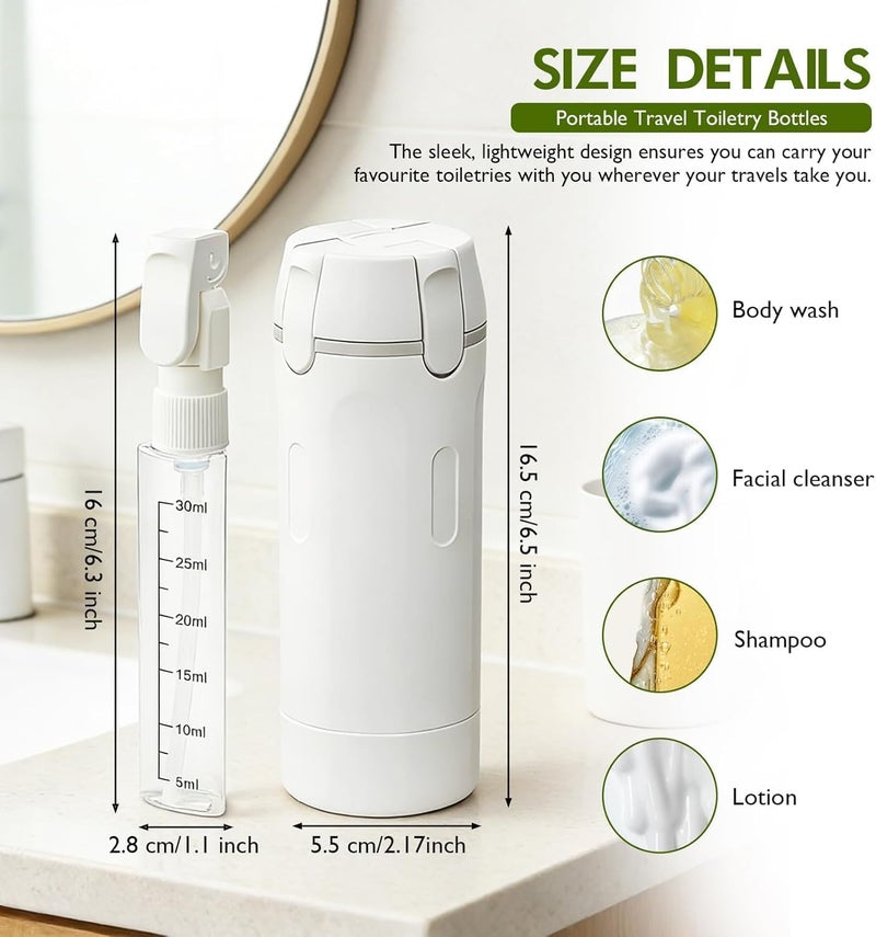 Ahlan 4 in 1 Travel Dispenser Bottle, 4 Pack 30ML Squeeze Bottles, Refillable Travel Toiletry Containers Portable Containers for Shampoo Lotion Conditioner Cream Portable Leak-Proof (Green) - Image 2