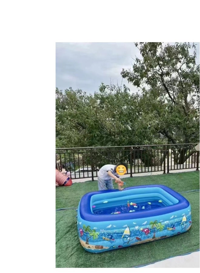150X105X50CM Swimming Pool For Kids  Inflatable Elastic Base,Inflatable Kiddie Pool Fun Outdoor Water Toys for Girls Boys - Image 3