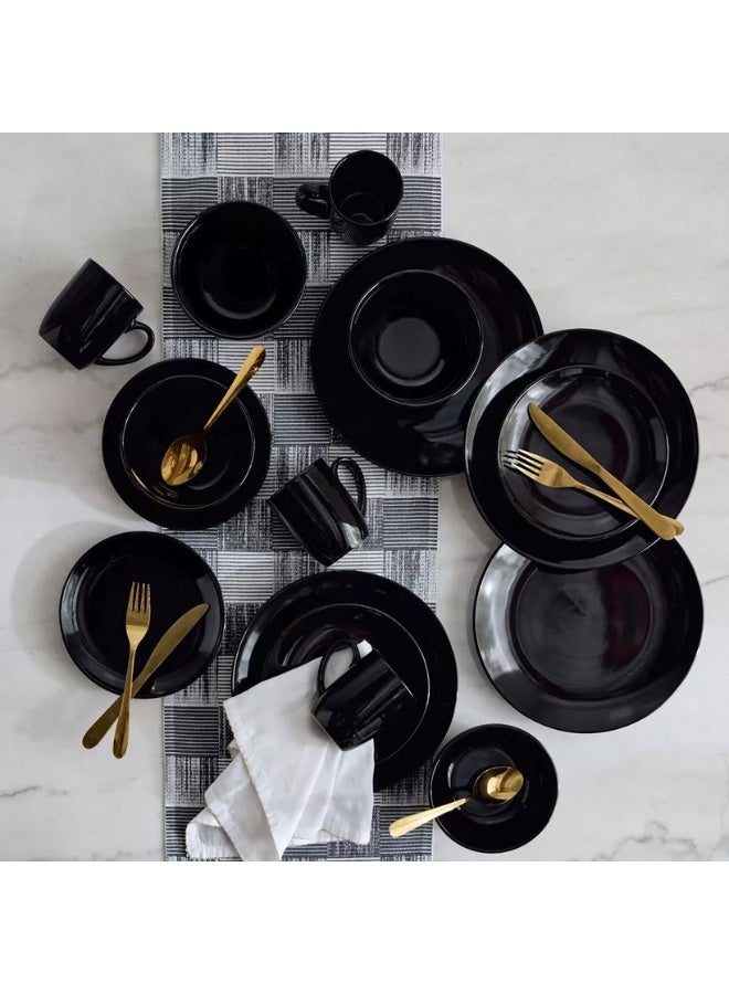 16-Piece Stoneware Glossy Dinner Set - Serves 4 - Image 1