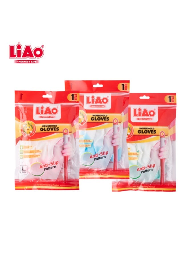 Liao قفازات منزلية LIAO H130074 عبوة من 36 - 30 سم × 10 سم متعددة الألوان، قفازات تنظيف مطاطية متينة لغسل الصحون، الحمام، المطبخ، والتنظيف المنزلي العام - Image 5