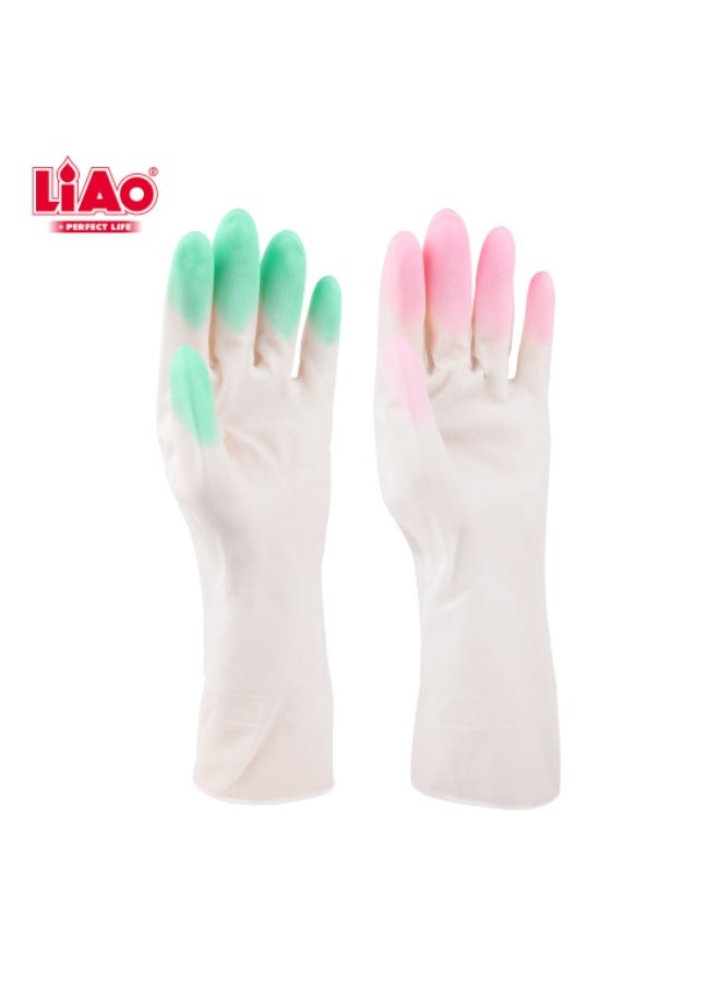 Liao قفازات منزلية LIAO H130074 عبوة من 36 - 30 سم × 10 سم متعددة الألوان، قفازات تنظيف مطاطية متينة لغسل الصحون، الحمام، المطبخ، والتنظيف المنزلي العام - Image 1