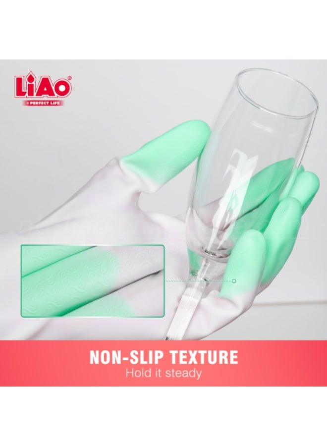 Liao قفازات منزلية LIAO H130074 عبوة من 36 - 30 سم × 10 سم متعددة الألوان، قفازات تنظيف مطاطية متينة لغسل الصحون، الحمام، المطبخ، والتنظيف المنزلي العام - Image 2