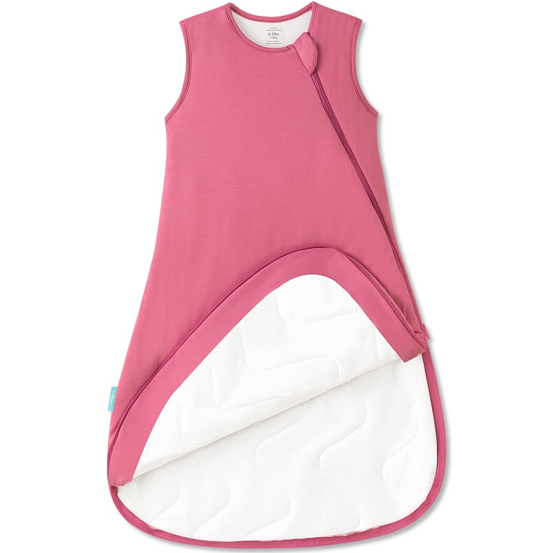 PurComfy Supersoft Sleep Sack 1.0 TOG, Premium Bamboo Viscose Baby Sleeping Bag, 2-Way Safe Zipper Sleep Sacks 3-6 Months (Berry) - Image 5