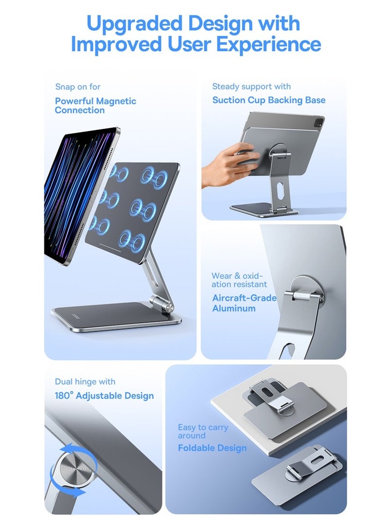 Baseus Magnetic 360 Degree Foldable Desktop Stand For Tablet Size 10.9/11 - Grey - Image 4