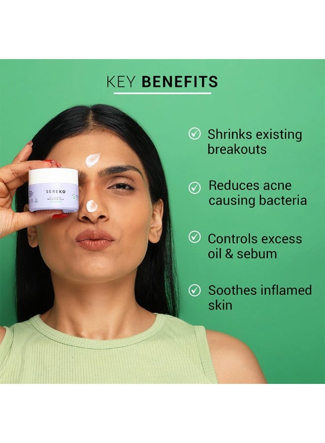 Sereko Oil Clear Face Moisturizer with NMF for Oily & Acne-Prone Skin | Controls Oil, Dehydrated Skin, Soothes Redness & Improves Texture | Lightweight, Non-Greasy Formula | Acne Cream 100ml (Pack of 2) - Image 3