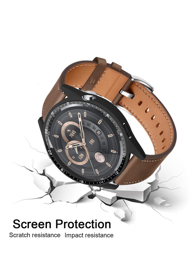 SYOSI 2 Pack Cover Case with Tempered Glass Screen Protector Compatible for Huawei Watch GT3 46mm, 9H Hardness 360° All-Round Protective Ultra Thin Protective PC Case Cover Black - Image 5