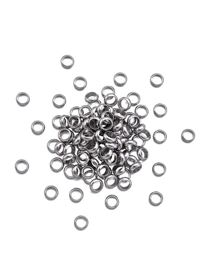 KISSITTY - 100Piece 8Mm Surgical Stainless Steel Large Hole Ring Bead Spacers Hole: 5Mm - Image 1