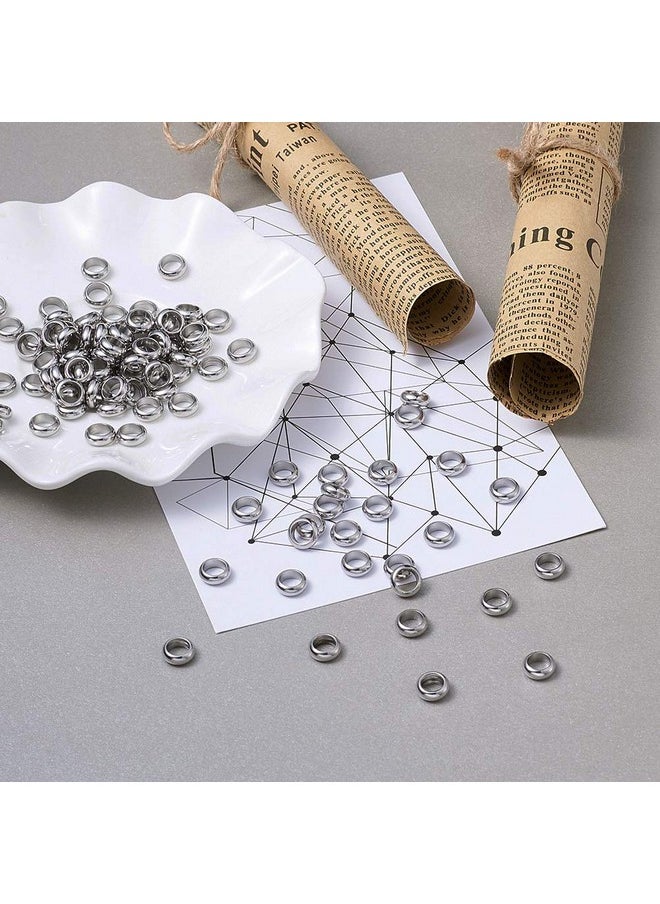 KISSITTY - 100Piece 8Mm Surgical Stainless Steel Large Hole Ring Bead Spacers Hole: 5Mm - Image 1