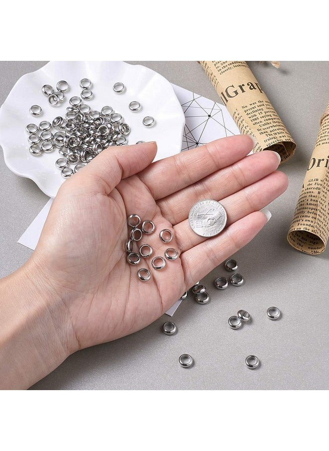 KISSITTY - 100Piece 8Mm Surgical Stainless Steel Large Hole Ring Bead Spacers Hole: 5Mm - Image 1