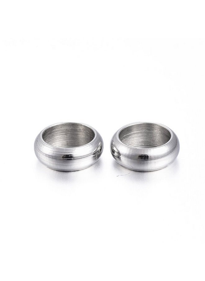 KISSITTY - 100Piece 8Mm Surgical Stainless Steel Large Hole Ring Bead Spacers Hole: 5Mm - Image 1