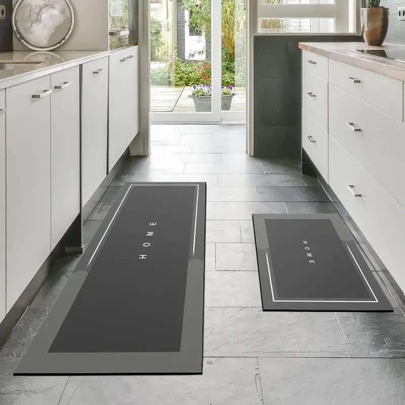 Deoxys Kitchen Floor Mats 2 PCS Kitchen Mat Set Water Absorbent and Quick Drying Kitchen Rugs NonSlip Kitchen Carpets Super Absorbent Floor Mat for Home Kitchen - Image 1