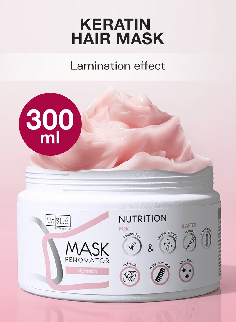 تاش قناع شعر فلاريو مرمم ومغذٍ، 300 مل، خالٍ من السيليكون، يحتوي على زيت الأفوكادو وزيت جوز الهند، مخصص للشعر الجاف والتالف، يغذي ويصلح الشعر بعمق. - Image 1