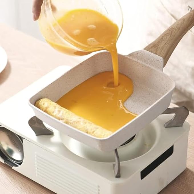 Zarmanuae Japanese Omelette Pan Egg Pan Tamagoyaki Nonstick Egg Frying Pan Healthy Granite Egg Skillet For Breakfast Pfoa  Ptfes Free 7X6 Inch Suitable For Gas Stove  Induction Cookware - Image 5