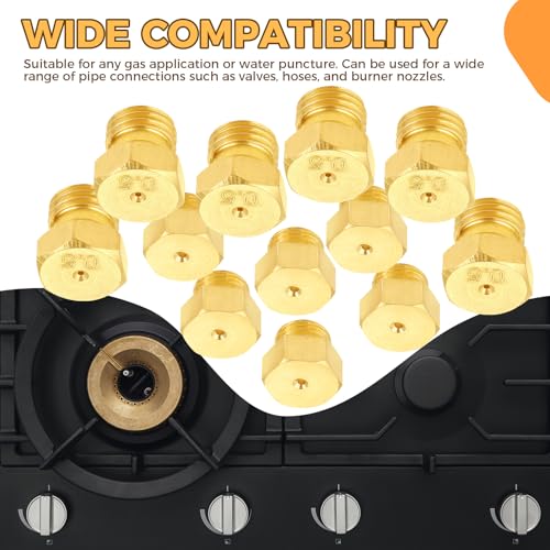 ETERMETA 20 Pcs Propane Gas Orifice Nozzle Conversion Kit, Brass Jet Nozzles, Propane Orifice Kit for Propane Lpg Gas Pipe Water Heater DIY Burner Parts, M5 x 0.5mm/0.68mm, M6 x 0.75mm/0.5mm - Image 4