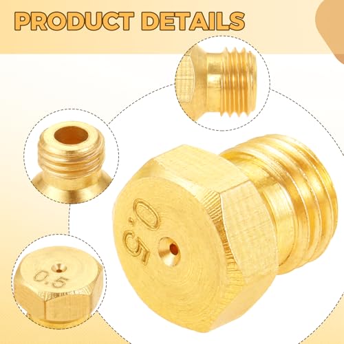 ETERMETA 20 Pcs Propane Gas Orifice Nozzle Conversion Kit, Brass Jet Nozzles, Propane Orifice Kit for Propane Lpg Gas Pipe Water Heater DIY Burner Parts, M5 x 0.5mm/0.68mm, M6 x 0.75mm/0.5mm - Image 5
