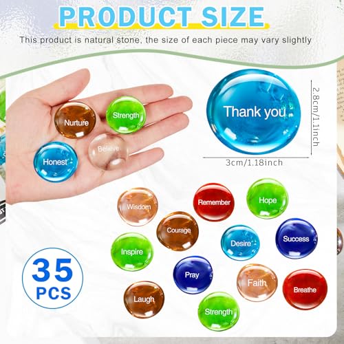 Fabbay 35 Pcs Inspiring Glass Stones Encouragement Engraved Stones Motivational Gift Translucent and Opaque Glass Rocks with Comfort Words for Christmas Anniversaries Religious Church Decorations - Image 3