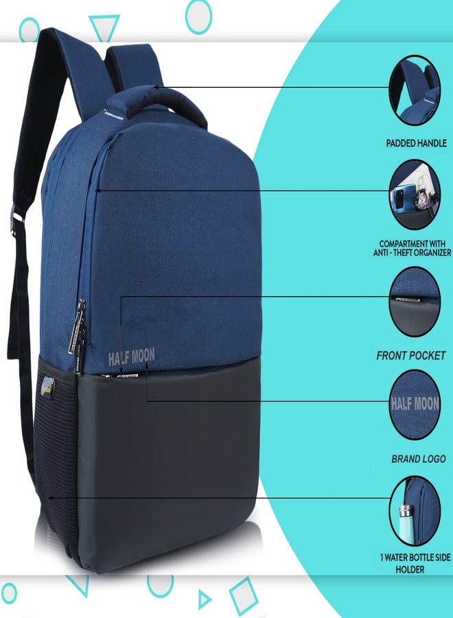 Half Moon Vision Water Resistant 15.6 inch 2 Compartment Laptop Bag for Men/Women | Office Bag with Padded Laptop Compartment (Navy and Black) - Image 3