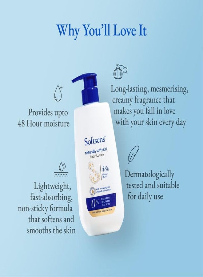 Softsens Natural Soft Skin Body Lotion 400ml each (Pack of 2) | Intense Moisturizer with Natural Milk Creme, Oatmeal Exrracts & Niacinamide for Adults | Dermatologically Tested | Paraben-Free & Non-Greasy | Suitable for All Skin Types - Image 3
